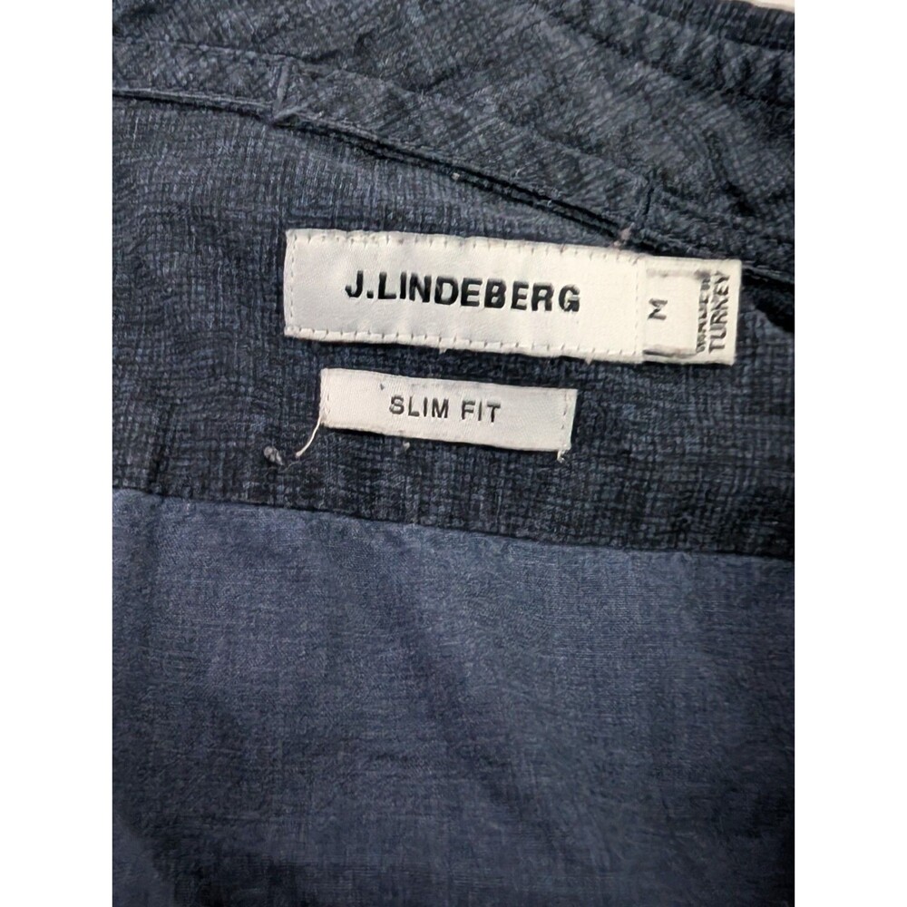 J.Lindeberg Dani CL Mel Pop Print Shirt Mens Size M Slim Fit Blue Long Sleeve